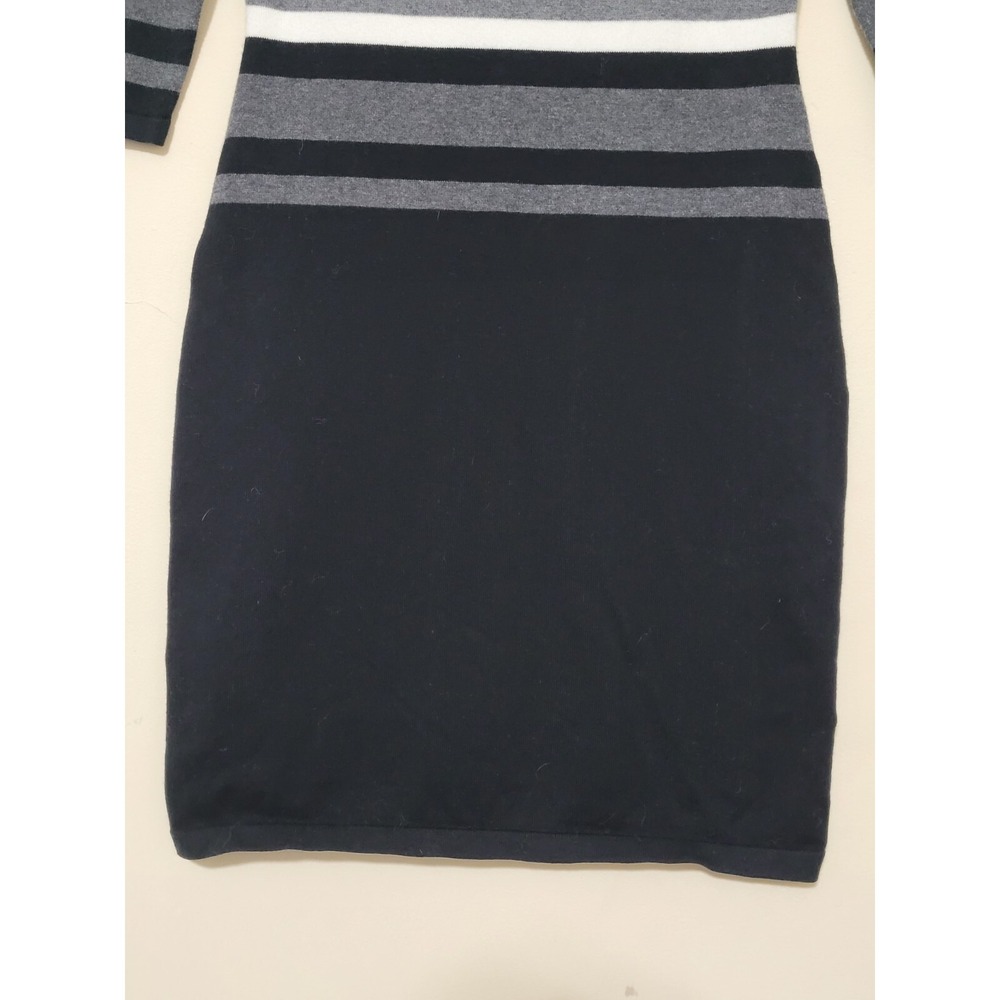 Lauren Ralph Lauren Womens Sweater Dress Size PXS Black Striped Midi Bodycon - Picture 4 of 11